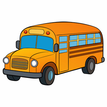 Colorful vector illustration of a classic yellow school bus, school bus vector art, back to school bus