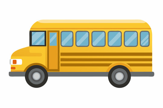 Colorful vector illustration of a classic yellow school bus, school bus vector art, back to school bus