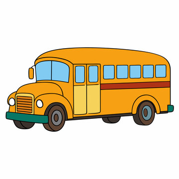 Colorful vector illustration of a classic yellow school bus, school bus vector art, back to school bus