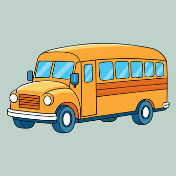 Colorful vector illustration of a classic yellow school bus, school bus vector art, back to school bus