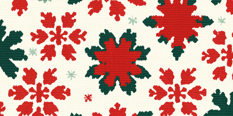 Festive knit: Cream and maroon reindeer and snowflake patterns in a classic holiday design