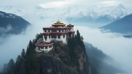 Majestic Tiger's Nest Monastery Perched on a Cliffside in Bhutanese Himalayas