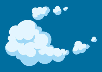 Cartoon illustration of smoke. Comic image of steam, cloud or fog.