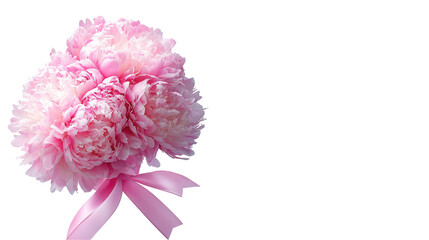 Delicate pink peony bouquet transparent background for floral designs and decorations