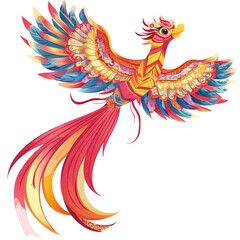 Fototapeta premium Festive Chinese New Year Celebration Clip Art Featuring a Colorful Phoenix in a Vibrant Environment for Artistic Expression