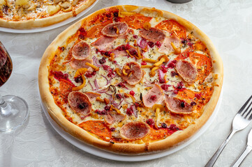 traditional Italian pizza on a white plate