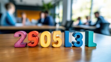 Fototapeta premium creative workspace with colorful letters and numbers