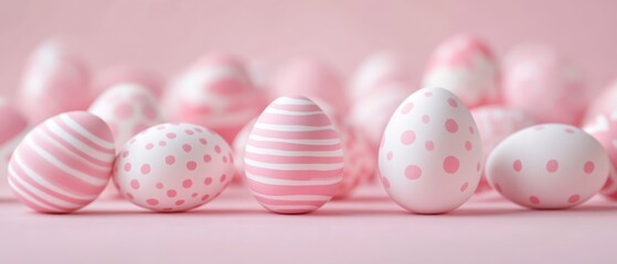 decorative easter eggs on a pastel background