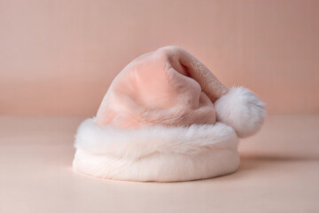 Elegant Pink Santa Hat Soft and Fluffy Holiday Design Isolated on White Background