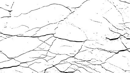 Cracks isolated on white background. Crack texture lines isolated on transparent background.  Texture for overlay. Wall Background. For designers to apply texture cracks to objects.