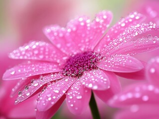 close-up of a pink flower with water droplets