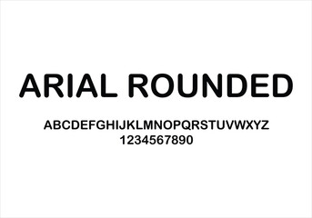 Arial Rounded font for logo and headline. Isolated vector typeset