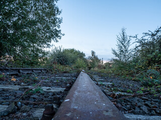 Low view point of disused train track