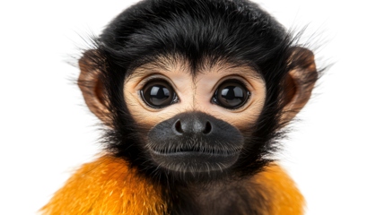 Long-haired spider monkey. Isolated on white or transparent background, PNG