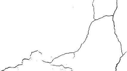 crack concrete white wall or Cement wall background, grunge wall texture with crack. Abstract fracture design. Crack texture lines isolated on white background.