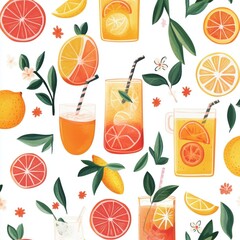 Refreshing Citrus Summer Drinks Pattern