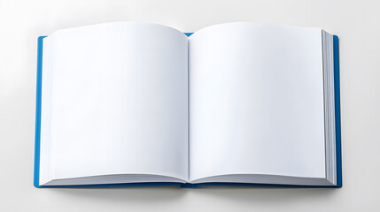 open blank book with blue cover, perfect for notes or sketches