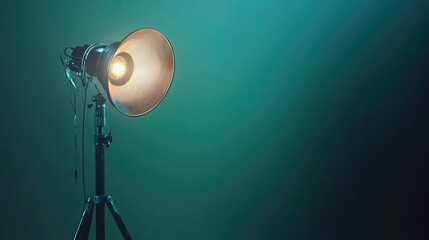 Studio light on tripod for a photoshoot. 