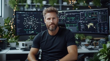 High Tech Satellite Launch Mission Control with Pastel Themed Workspace