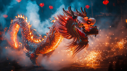 Obraz premium dragon dance to celebrate chinese new year