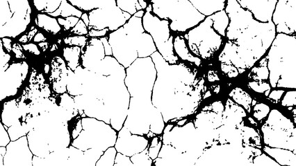 Cracked white surface texture.  Black and white cracked texture, Abstract fracture design. Crack texture lines isolated on white background.