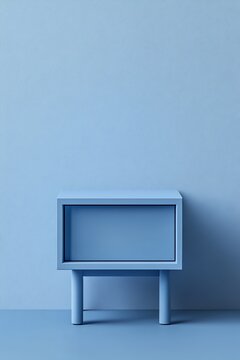 Minimalist Blue Nightstand in a Blue Room