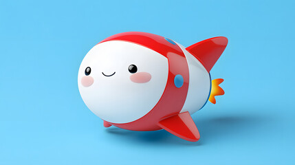 cute cartoon rocket with smiling face, colorful design, and playful expression. Perfect for children themes!