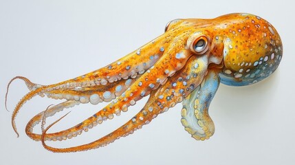 Obraz premium Isolated Giant Squid on White Background. Generative AI