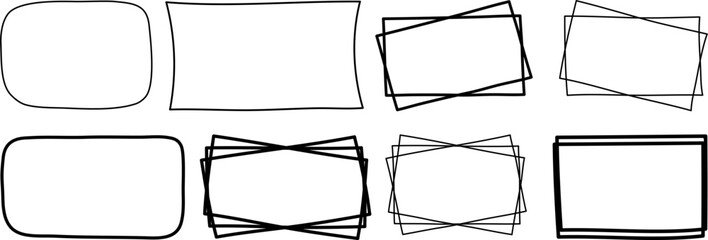 Obraz premium Set of rectangle shapes, abstract irregular frames, black and white vector illustration for creative designs, decorative borders, graphic design projects, or minimalistic artwork