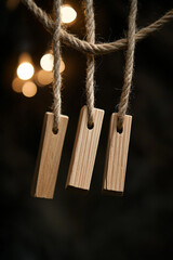 Clothespins hanging on rope of clothes with simple background generated.AI