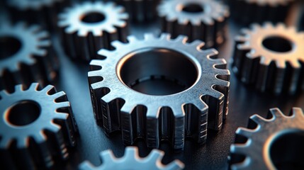 Close-up of Interlocking Gears