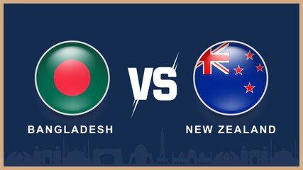  bangladesh vs new zealand flag, with pakistan building skyline use for ICC Champions Trophy 2025  template banner design