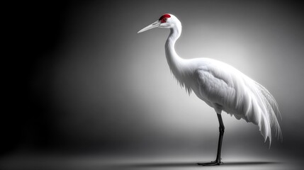 Elegant White Crane on a Smooth Background. Generative AI