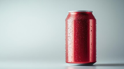Refreshingly Cool Red Soda Can on White Background. Generative AI