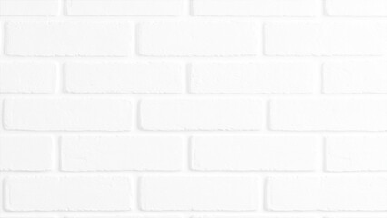 White Brick Wall Texture. Seamless background and texture of white brick tile wall. White brick wall suitable for background design in panorama format. Modern white brick tile wall texture background.