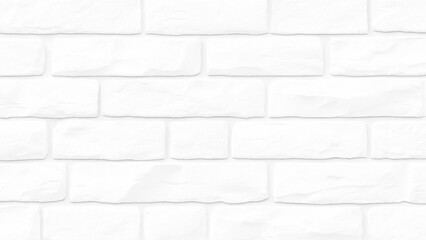 White Brick Wall Texture. Seamless background and texture of white brick tile wall. White brick wall suitable for background design in panorama format. Modern white brick tile wall texture background.