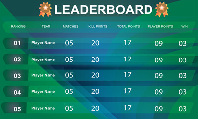 green game leaderboard with abstract background vector template