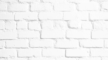 Fototapeta premium White Brick Wall Texture. Seamless background and texture of white brick tile wall. White brick wall suitable for background design in panorama format. Modern white brick tile wall texture background.
