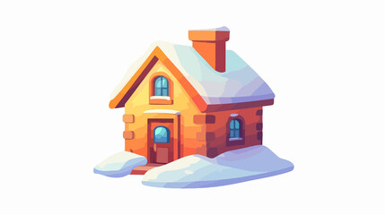 Isolated vector of winter cozy house with chimney icon for use in designs