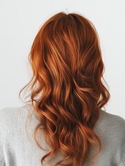 Obraz premium Long Red Curly Hair, Back View