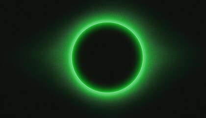 Obraz premium glowing green light ring black background grainy gradient noise texture poster banner backdrop abstract design