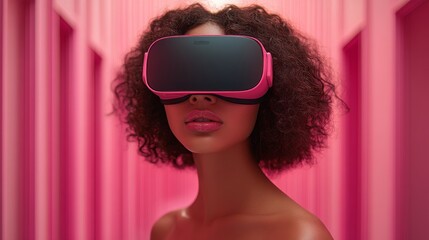 Fototapeta premium Fashion retailer provides immersive VR shopping experience in vibrant pink corridor