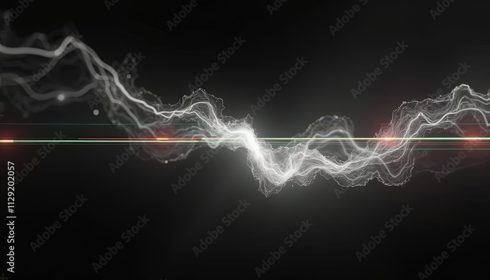 Poster abstract neon light waves and particles glowing on a dark background