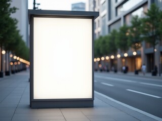Blank White Billboard Mockup Bus Stop Outdoor Advertising