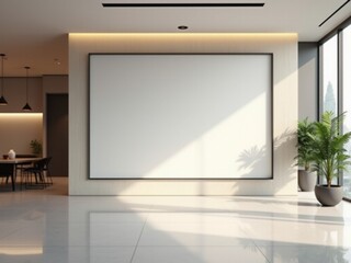 Sleek White Digital Signage Mockup for Lobby Spaces
