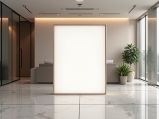 Elegant White Digital Signage in Lobby Mockups