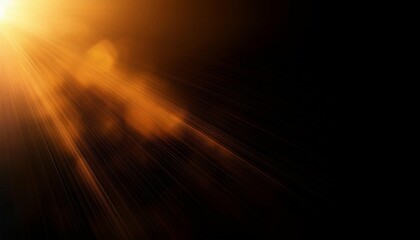 blur light overlay lens flare rays defocused glare old film flash leak bokeh golden orange color beam design glow on dark black abstract background