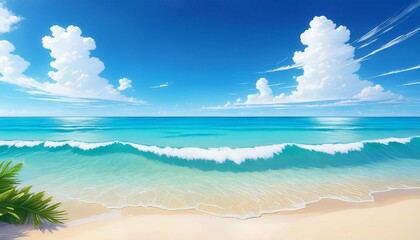 beach paradise tropical sands and sea background banner anime cartoon style generated ai generated ai