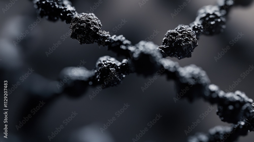Poster abstract dark grey chain-like structure: a microscopic view