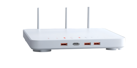 Modern White Wi-Fi Router with Antennas
